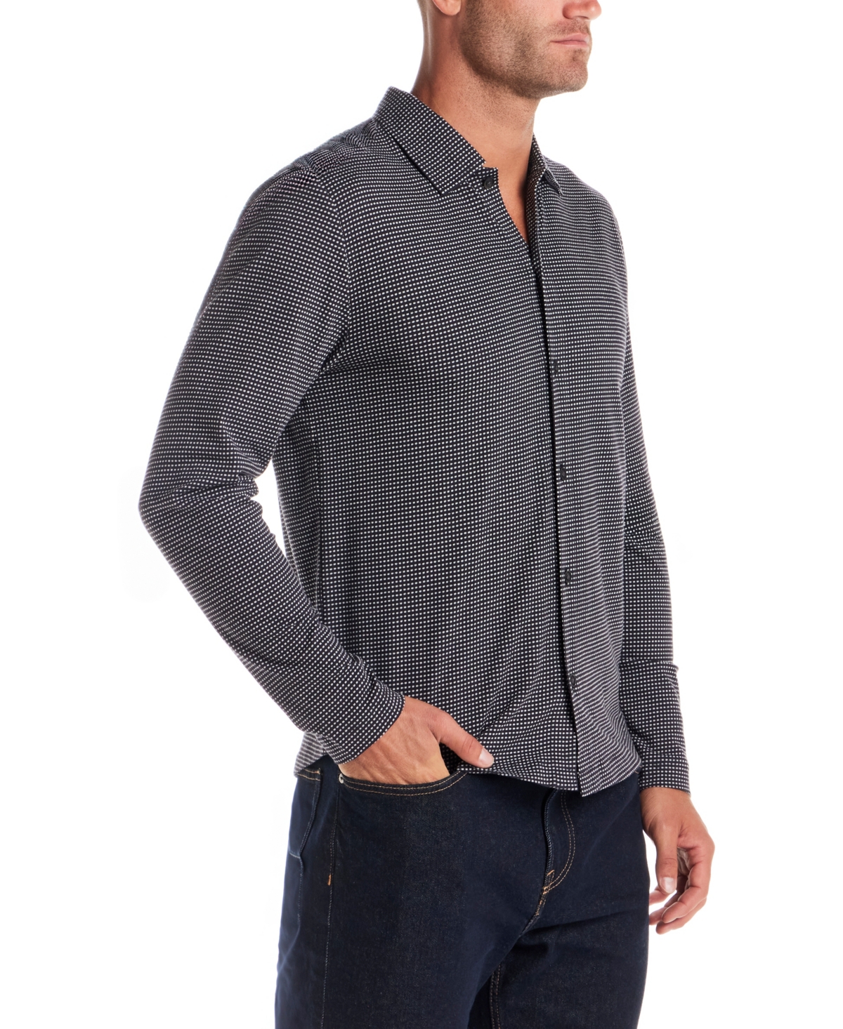 Vintage & Black Men's Dobby Button Down Shirt