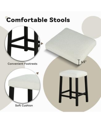 3-Piece Bar Table and Chairs Set Lvory Tall Dining Table with USB and Upholstered Bar Stool for Living Room Kitchen