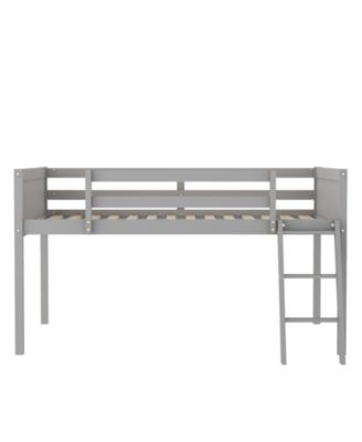 Full Size Wood Low Loft Bed With Ladder, Ladder Can Be Placed On The Left Or Right