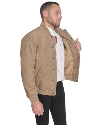 Men's Faux Suede Varsity Bomber with Patches