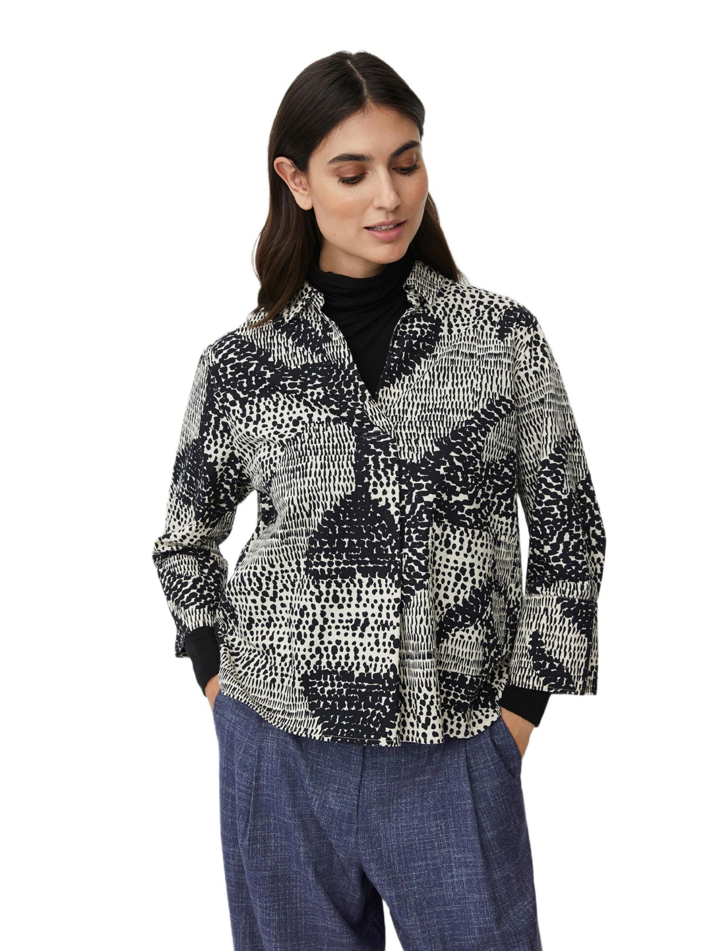Женская рубашка Masai Copenhagen MaIduki 3/4 Sleeve V-Neck, цвет: Чёрный — фото 1