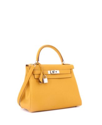 Kelly 28 Handbag Yellow Togo with Palladium Hardware