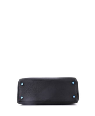 Kelly 28 Handbag Black Togo with Palladium Hardware