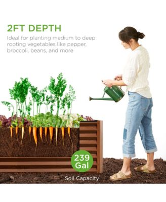 Outdoor Metal Raised Garden Bed Planter Box for Vegetables, Flowers, and Herbs