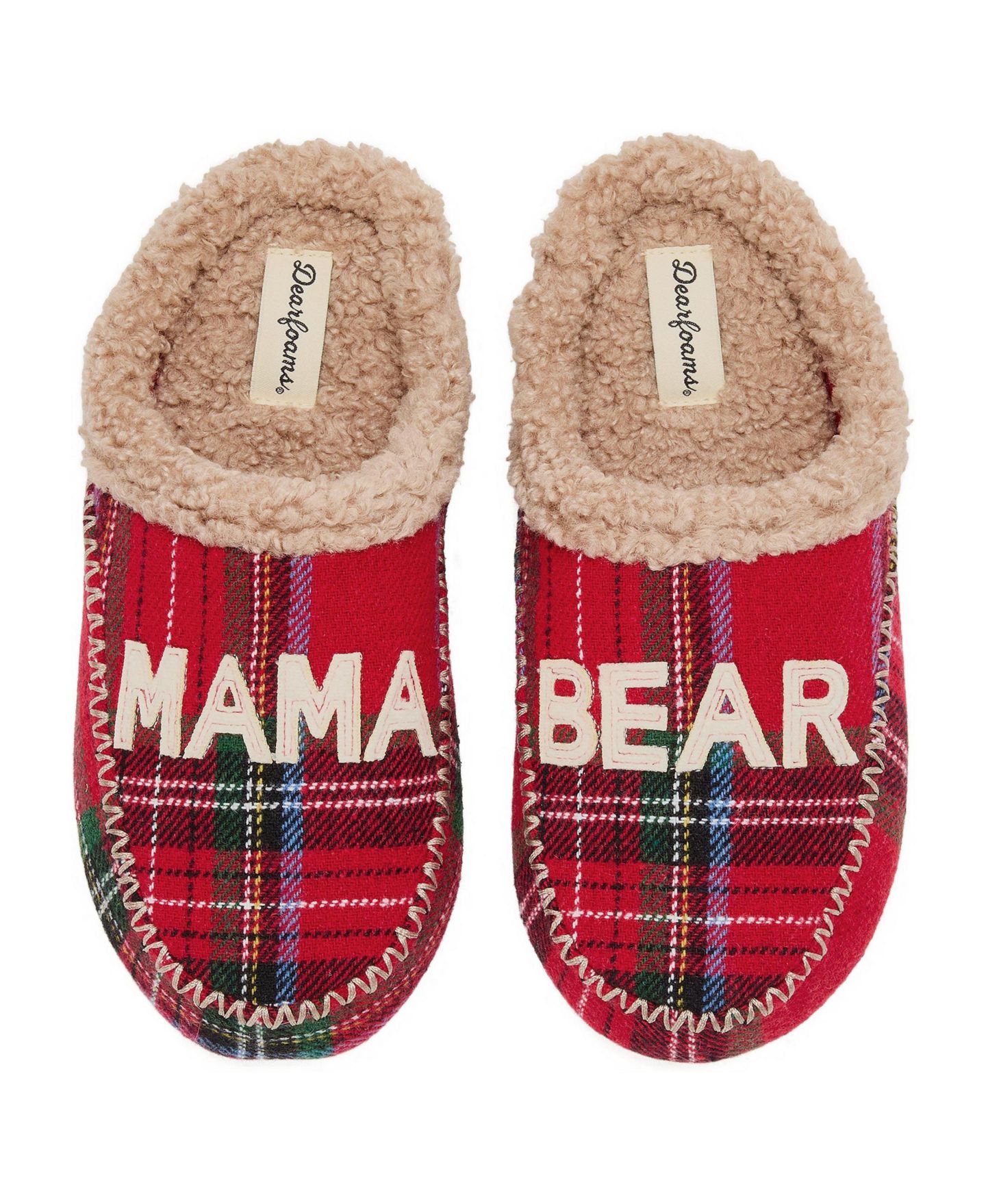 Женские сабо Dearfoams Mama Bear Plaid Clog Slipper, цвет: Клетчатый — фото 1