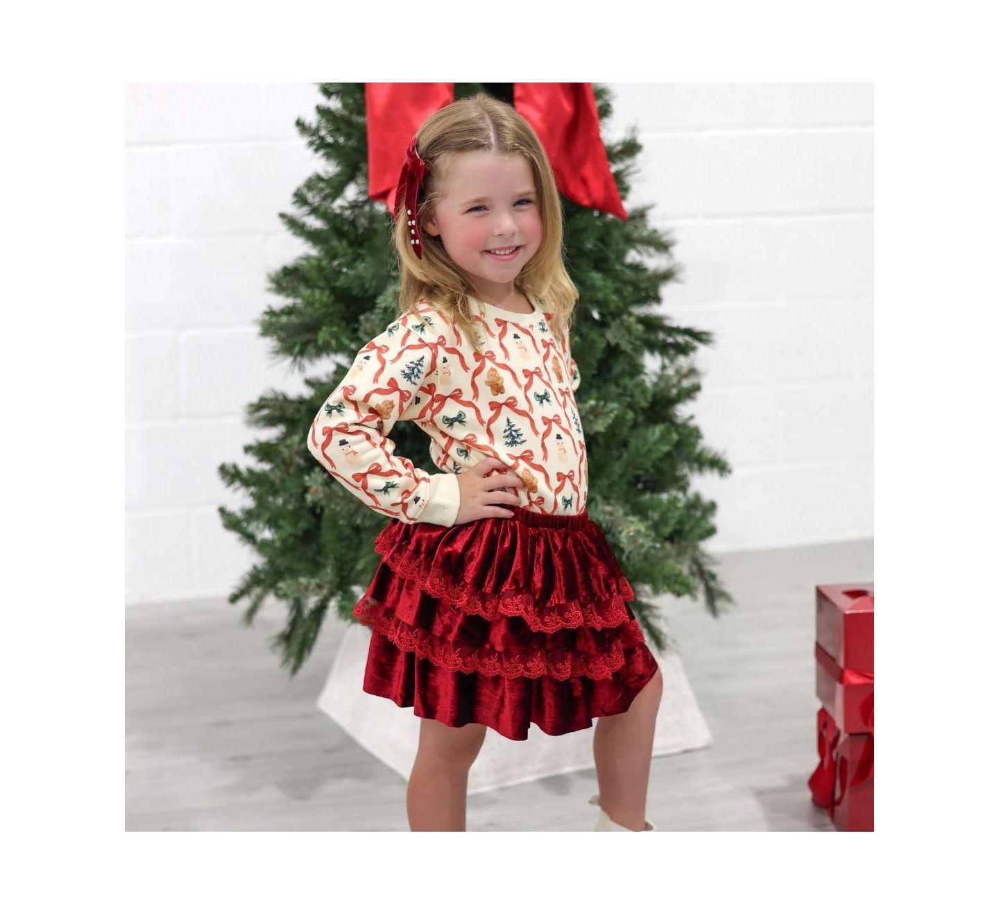 Аксессуары для волос Sweet Wink Ruby Red Velvet Coquette Bow Clip для девочек, цвет: Рубиновый красный — фото 5