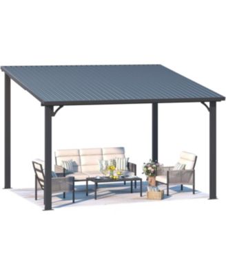 12' x 10' Hardtop Gazebo Outdoor Pergola Lean to Metal Pergolas