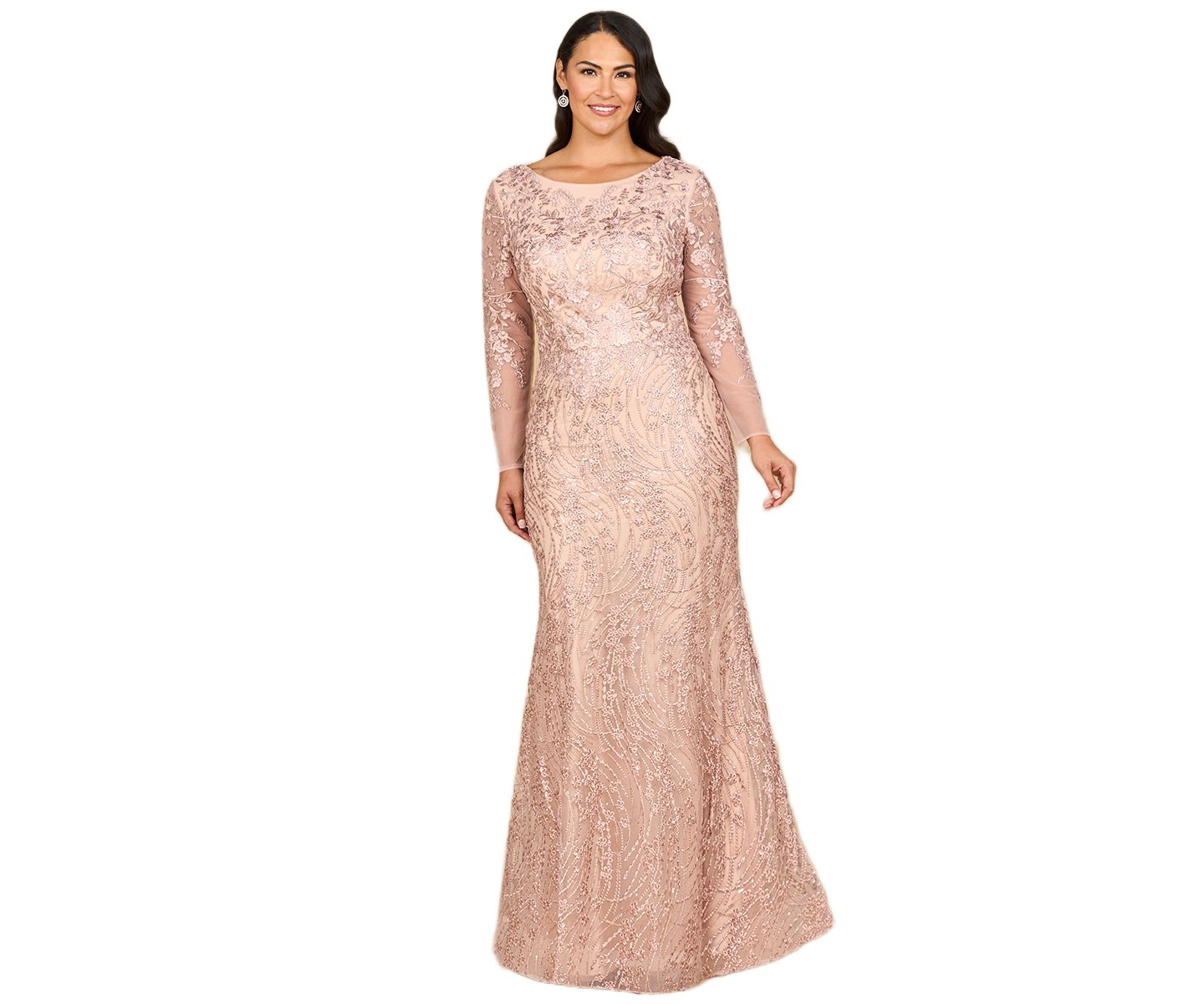 Женские платья Lara Long Sleeve Gown with Overskirt, цвет: Пудровый — фото 4