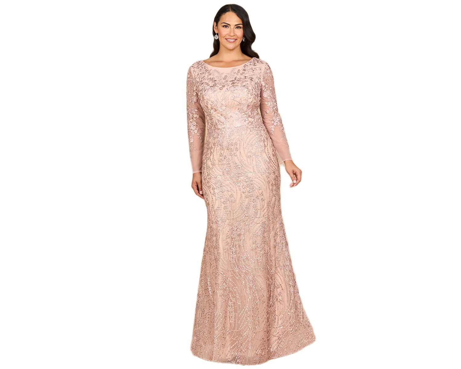 Women's Long Sleeve Gown with Overskirt