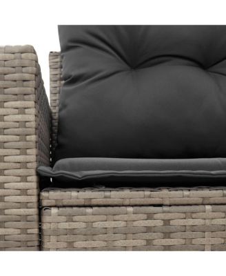 Garden Sofa Grey PE rattan, powder-coated steel, polyester 2-seater