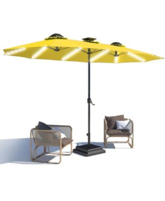 15ft Patio Double-Sided Umbrella, 156 PCS Solar LED Light Outdoor Large Umbrella