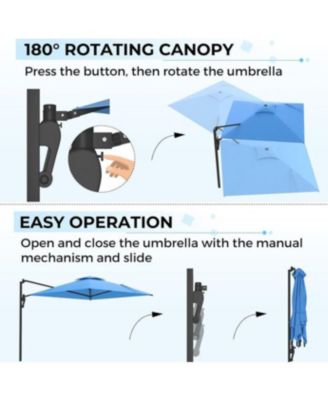 10ft Cantilever Patio Umbrella, Large Rectangle Umbrella 180&deg; Rotation Offset