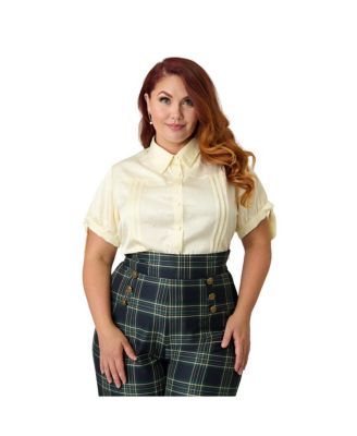 Plus Size 1950s Tie Cuff Blouse