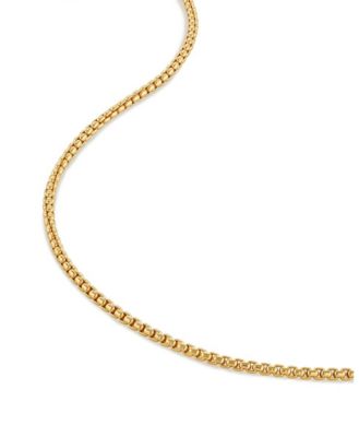 Men's 2mm Box Chain Necklace, 14K Gold Plated Sterling Silver