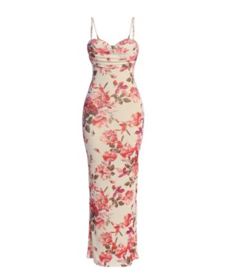 Women's Ivory Floral Slinky maxi dress