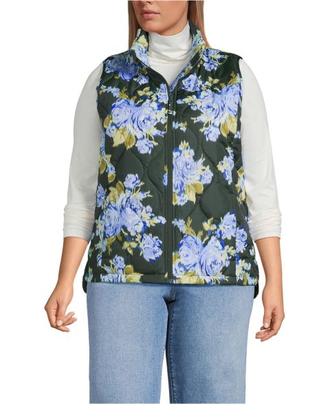 Женские жилеты Lands' End Plus Size Print FeatherFree Quilted Insulated Vest