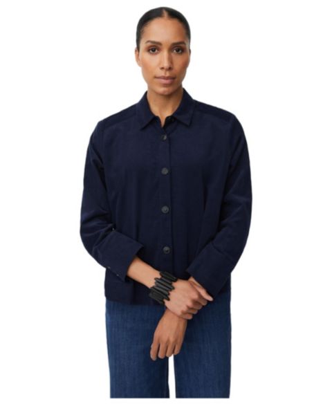Женская рубашка Masai Copenhagen Long Sleeve Collared Velvet, цвет: Тёмно-синий