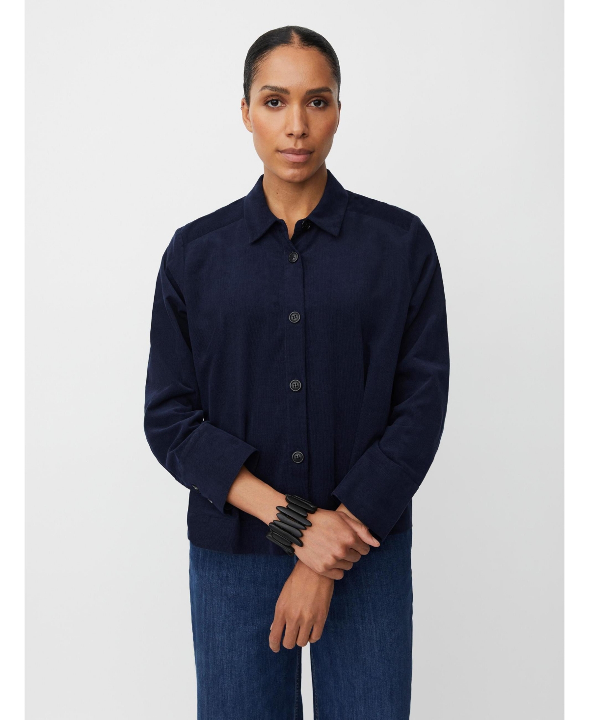 Masai Copenhagen Women's Long Sleeve Collared Velvet Shirt