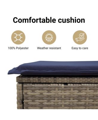 Patio Sofa Grey and Navy Blue PE rattan and powder-coated steel