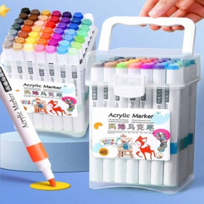 48 Colors Acrylic Marker Pens For DIY Art Painting, Waterproof & Quick-Dry, For Student Art, Anime,Drawing Supplies Back To School