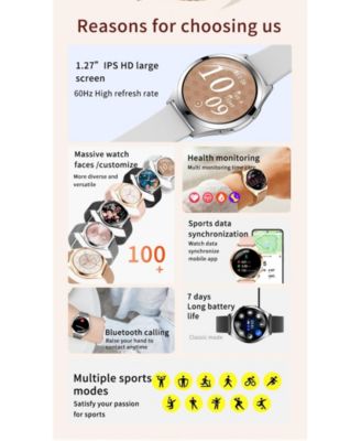 watch 1.27 HD large screen heart rate female physiological monitoring waterproof Bluetooth watch -Silver