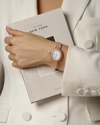 Women's Angelica Watch with Mother of Pearl Dial, Topaz Gemstones and Stainless Steel Bracelet 1342CANS