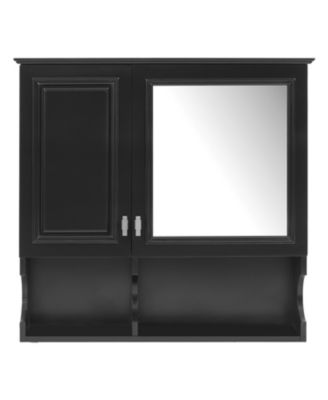 30'' Mirror Medicine Cabinet with Open Shelves, Doors & Adjustable Shelf for Bathroom Storage
