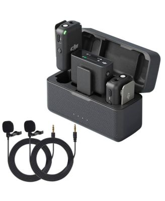 Mic (2 TX + 1 RX + Charging Case), Wireless Lavalier Microphone, 820 ft.)Range, 15hr Battery, Wireless Microphone for PC, iPhone, Android