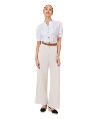 Women's Cotton Pleated Short Sleeve Shirt