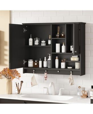 36'' Wall Mounted Medicine Cabinet with Mirror Door & Adjustable Shelf for Bathroom
