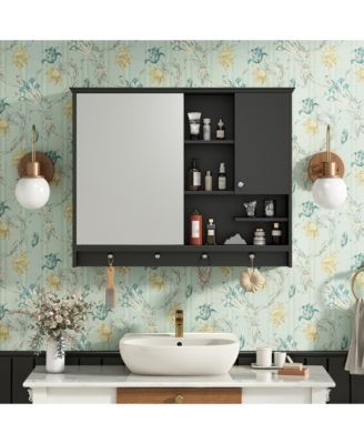 36'' Wall Mounted Medicine Cabinet with Mirror Door & Adjustable Shelf for Bathroom