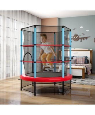 55'' Mini Trampoline for Kids w/ Safety Enclosure Net & Seamless Design