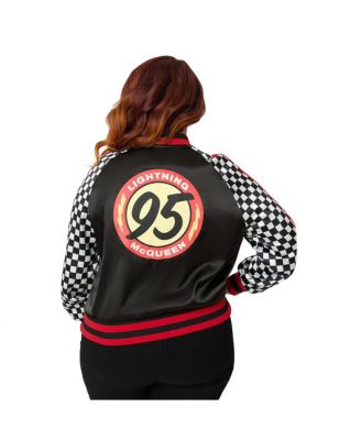 Plus Size Satin Bomber Jacket