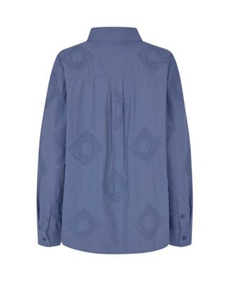 Women's 100% Cotton Long Sleeve Collared Shirt