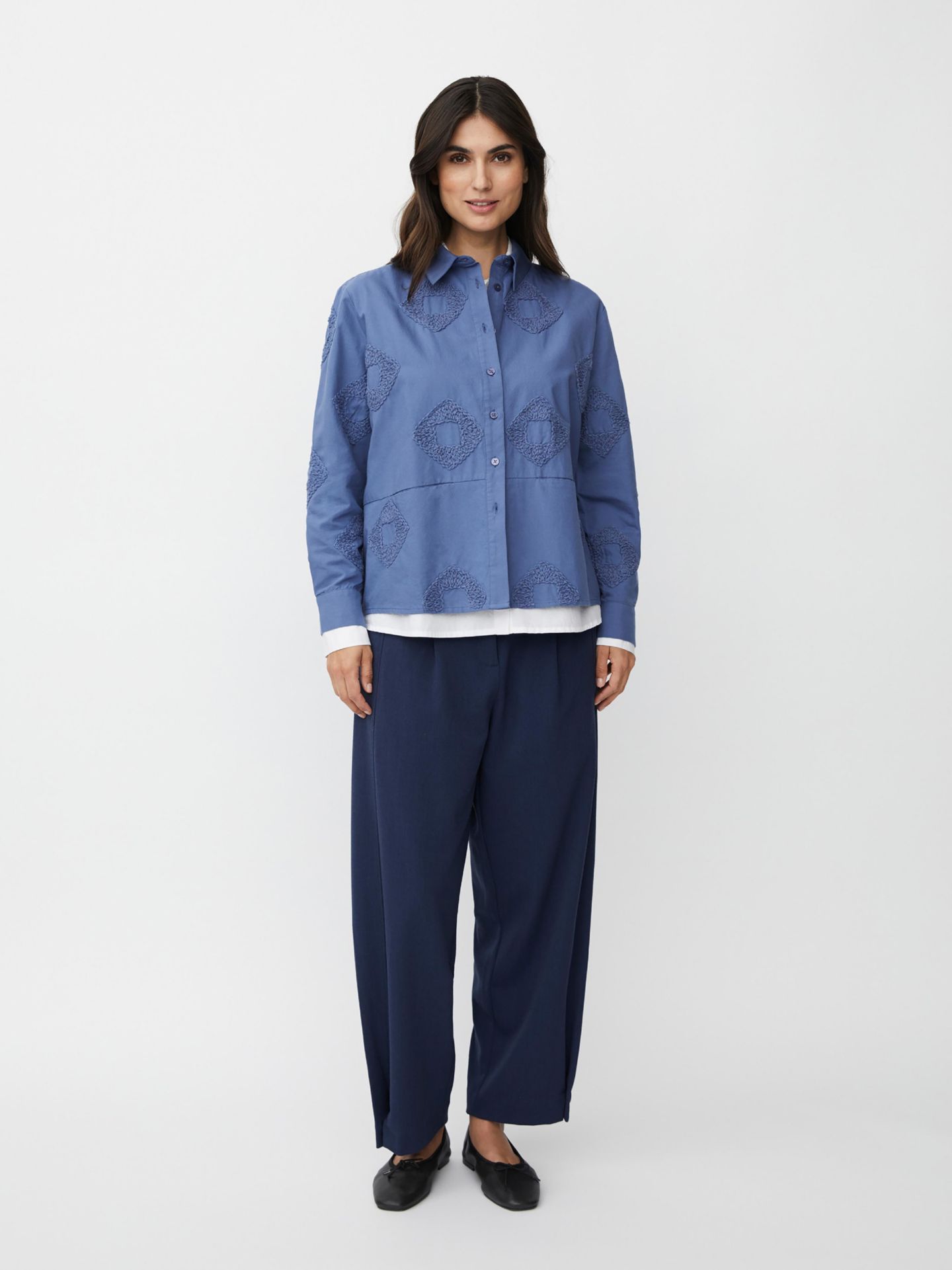 Женская рубашка Masai Copenhagen 100% Cotton Long Sleeve Collared, цвет: Синий — фото 3