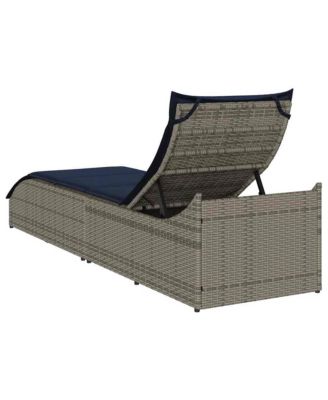 Folding Sun Lounger Grey PE rattan Standard Foldable