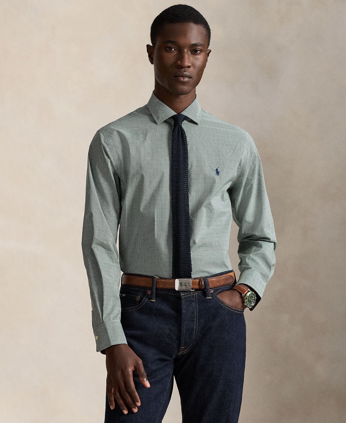 Мужская рубашка из поплина классического покроя Tattersall