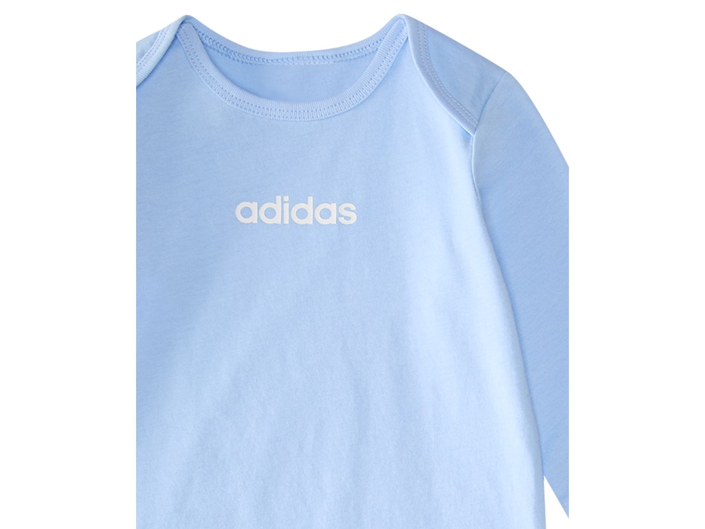 Комплект для мальчика adidas: два боди с принтом и брюки, 3 предмета, цвет: Синий / Белый — фото 3