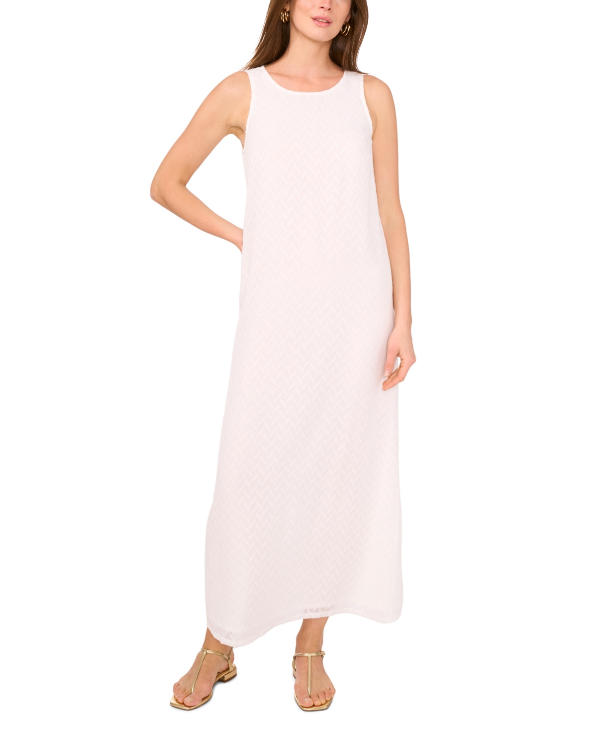 Vince Camuto Textured Sleeveless Maxi Dress In White