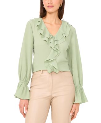 Vince Camuto - Women's Double Ruffle V-Neck Top
