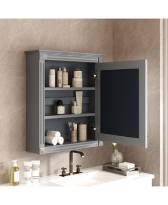 24" x 27" MDF Adjustable Shelf & Soft-Close Hinges Wall-Mounted Mirror Cabinet