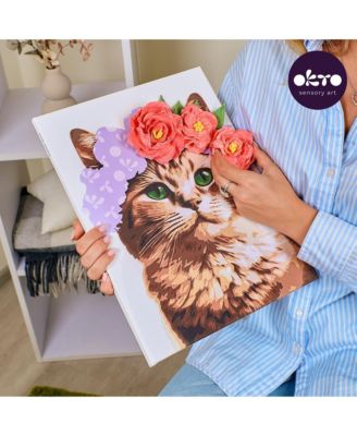 OKTO Air-Dry Clay 3D Painting Kit – Kit a Cat in a Flower Crown (11.8 x 15.7 in)