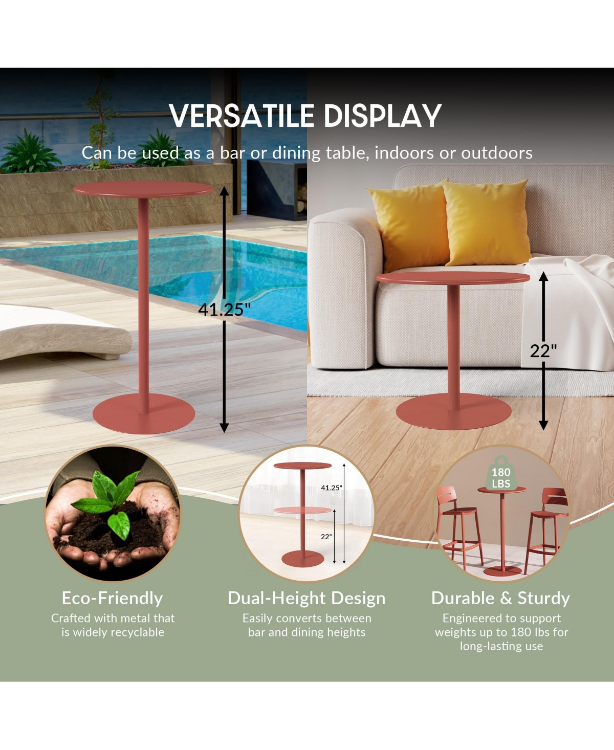 WestinTrends 3-Piece Patio Adjustable Bar Table with Stackable Stools