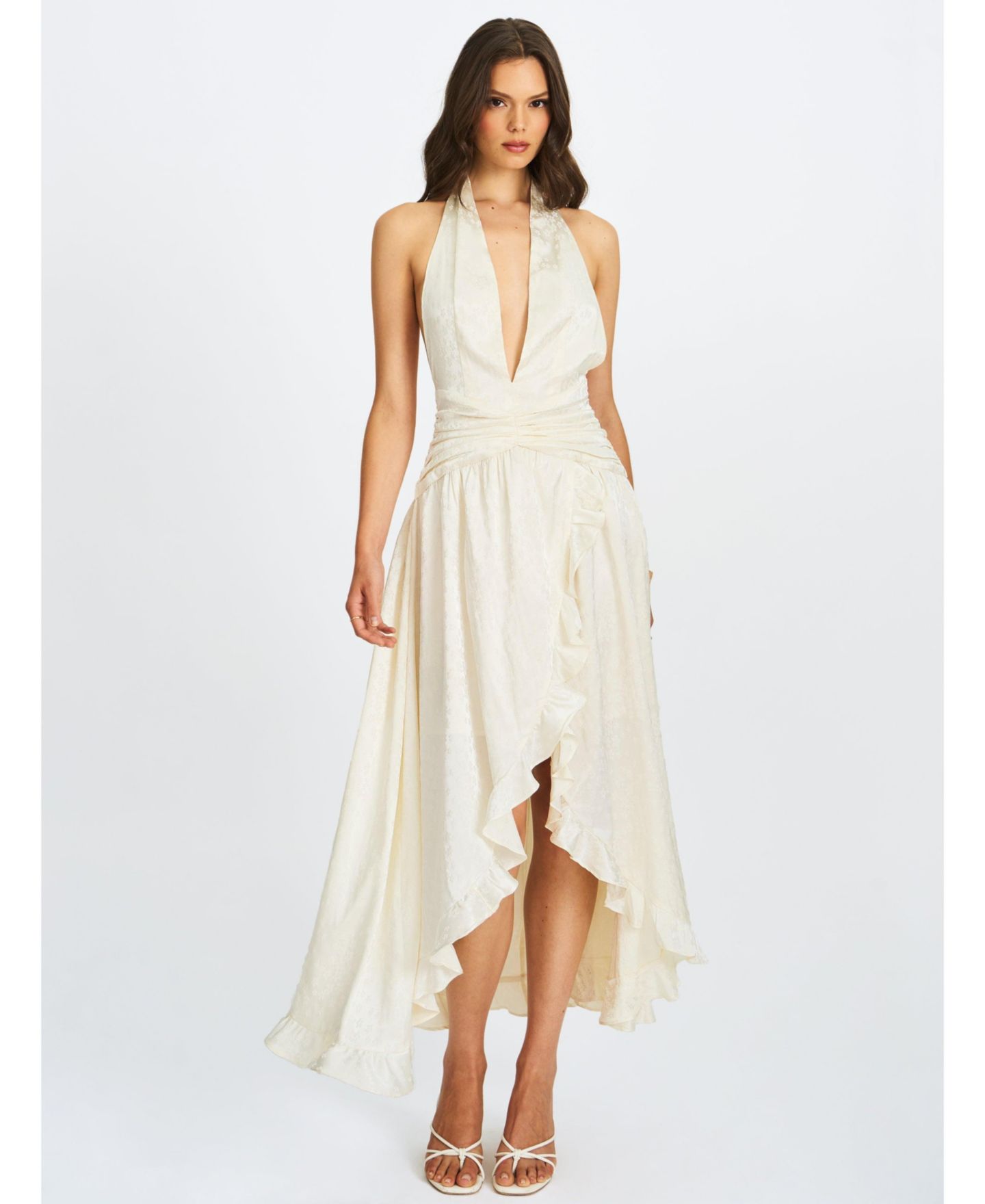 Женское платье Miss Circle Nalani Floral Ivory Ruffled Halter Maxi, цвет: Слоновая кость — фото 4