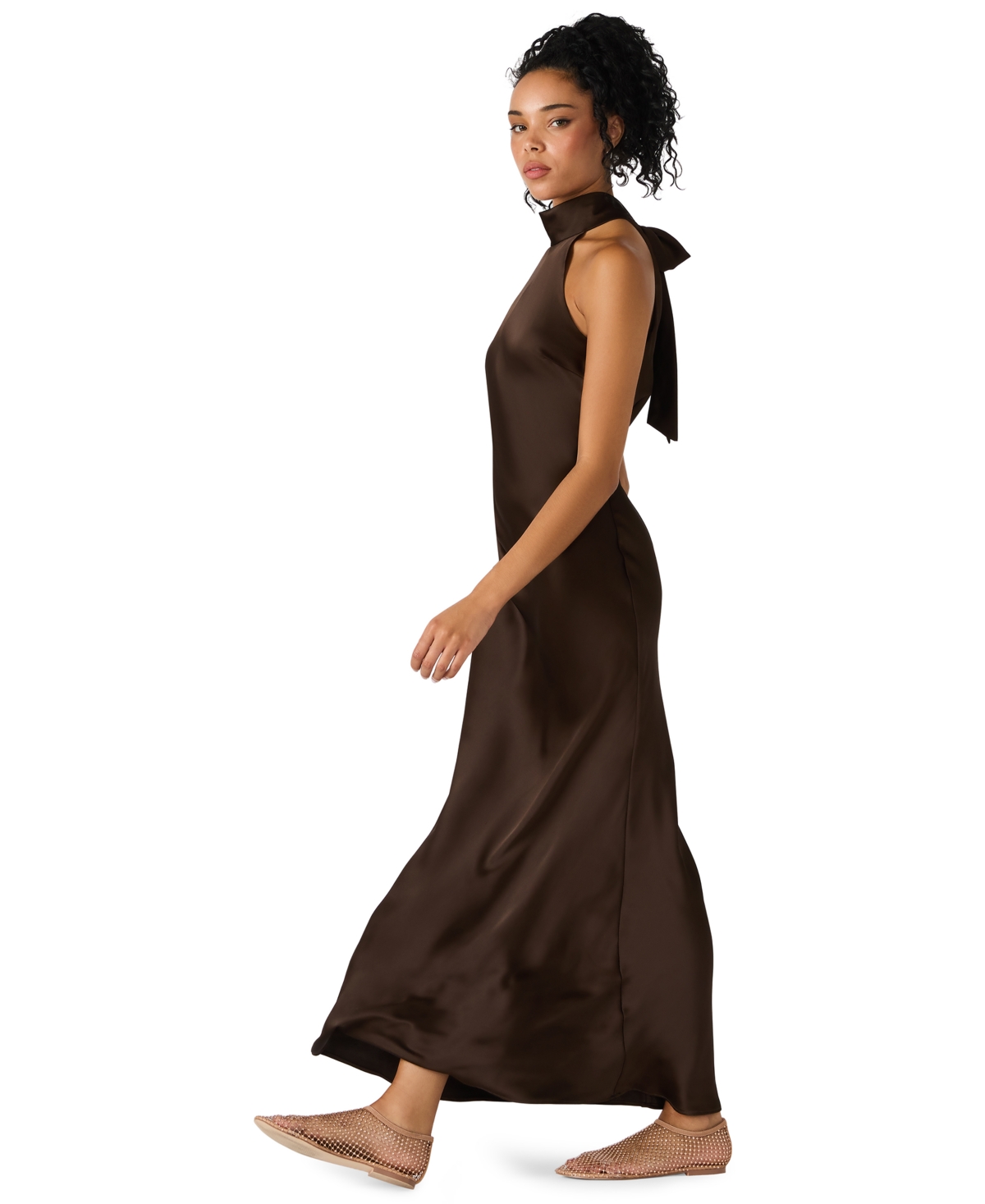 Steve Madden Women's Lara Satin Maxi Dress In Brown