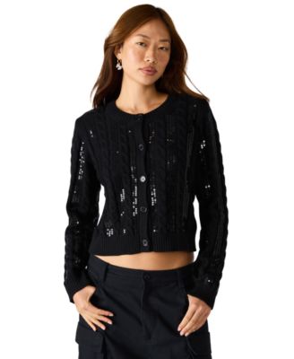 Steve Madden - Women's Harlyn Sequin Cable Knit Cardigan