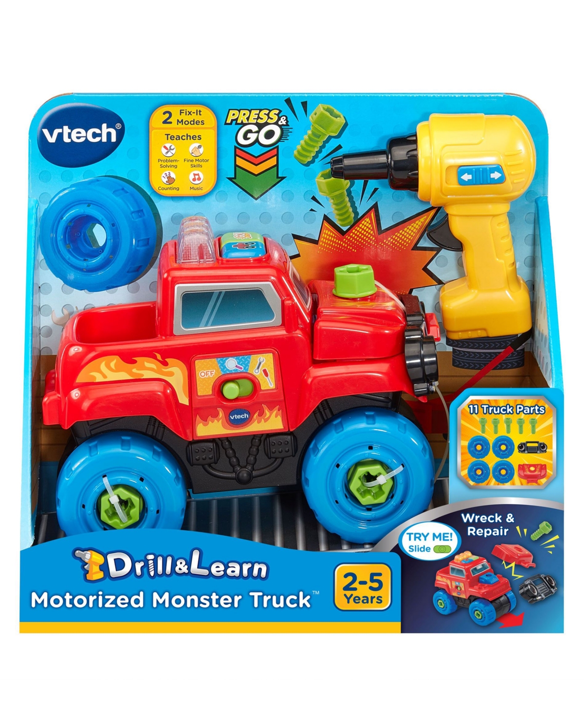 Vtech Drill And Learn Monster Truck Toy In Transparent