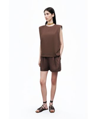 Women's Belted Linen Mini Shorts