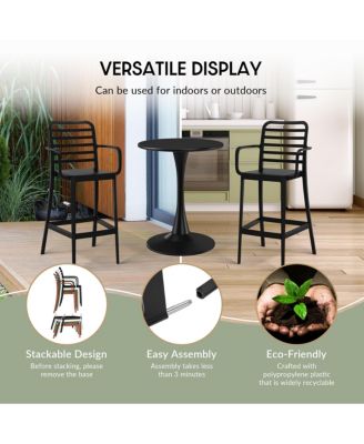 2-Person Adjustable Round Bar Table and Stackable Bar Stools Dining Set