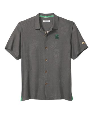 Men's Gray Michigan State Spartans Catch of the Day Camp IslandZone Button-Up T-Shirt